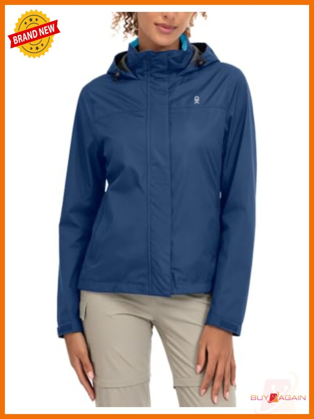 Waterproof Windproof Rain Jacket Hooded Mesh Lined Hiking Outdoor Coat
